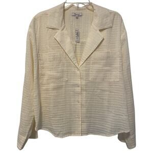 Madewell Resort Ramie Long-Sleeve Button-Up Oversized Shirt L NWT